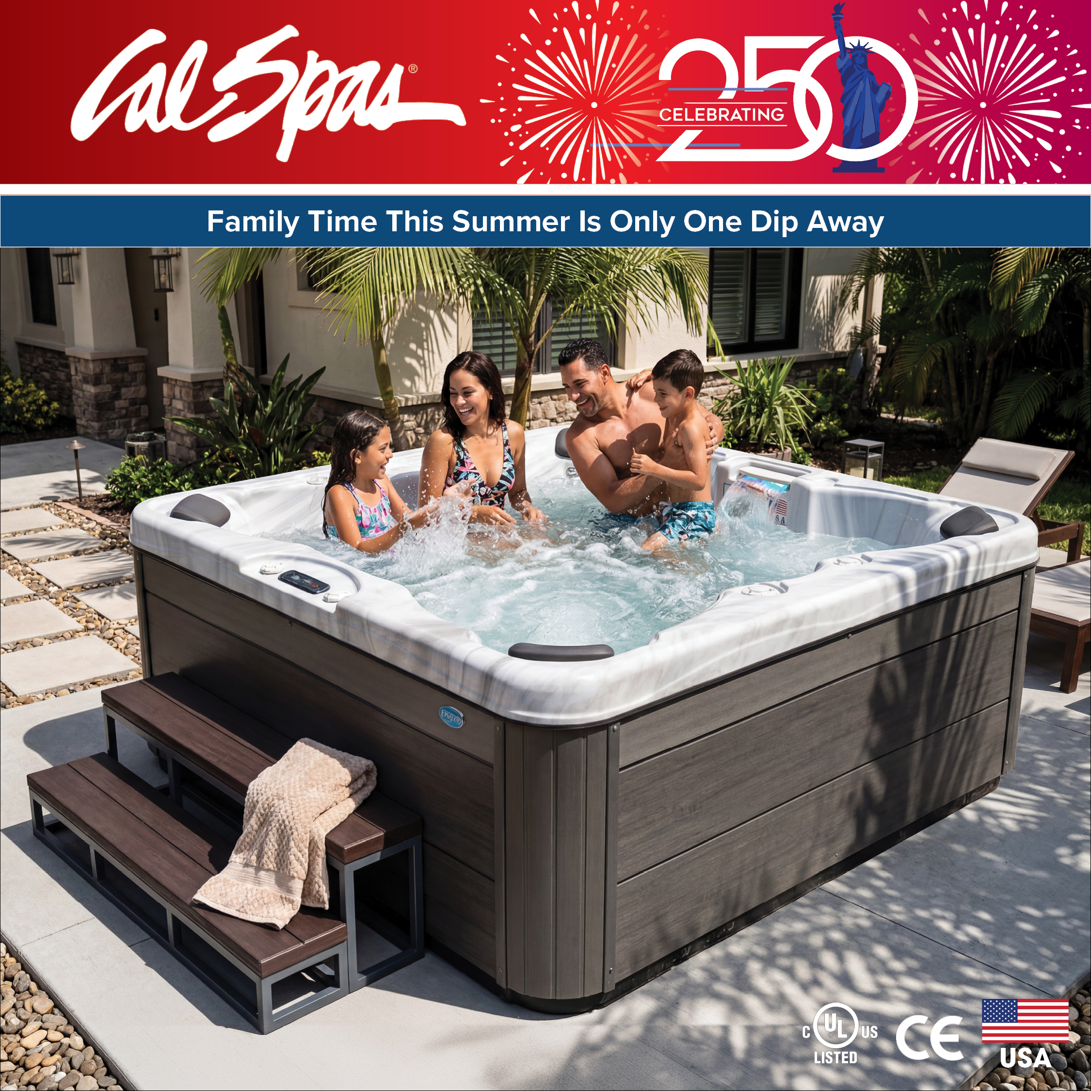 Calspas hot tub being used in a family setting - Milldale Southington